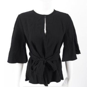 Zara Black Tie-Front Blouse